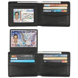 Wallet for Men-Genuine Leather RFID Blocking Bifold Stylish Wallet With 2 ID Window