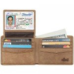 Wallet for Men-Genuine Leather RFID Blocking Bifold Stylish Wallet With 2 ID Window