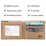 Wallet for Men-Genuine Leather RFID Blocking Bifold Stylish Wallet With 2 ID Window