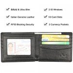 Wallet for Men-Genuine Leather RFID Blocking Bifold Stylish Wallet With 2 ID Window