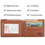 Wallet for Men-Genuine Leather RFID Blocking Bifold Stylish Wallet With 2 ID Window