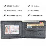 Wallet for Men-Genuine Leather RFID Blocking Bifold Stylish Wallet With 2 ID Window