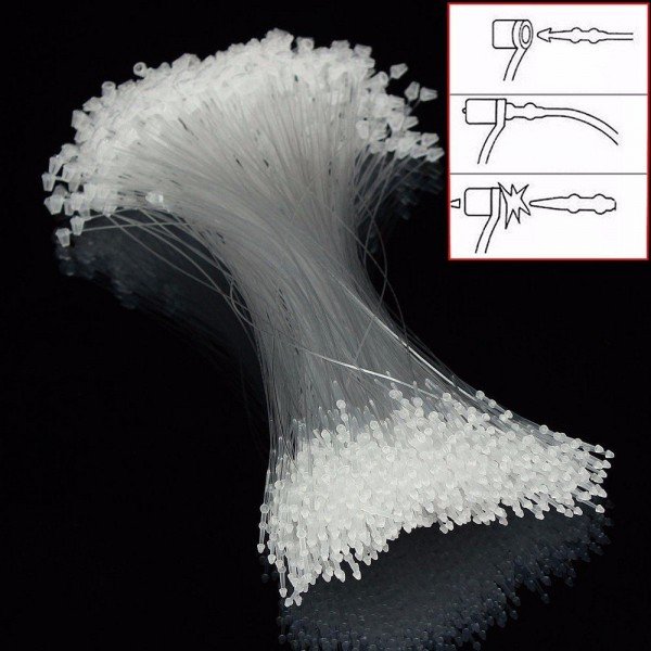 Wideskall 3" inch Snap Lock Pin Security Loop Plastic Price Tag Fastener Tie LOT - Pack of 1000