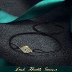 Wistic Hamsa Evil Eye Adjustable Bracelet Kabbalah Silver String Bracelet for Women Men Girls boys