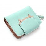 Women Cute Cat Mini Wallet Design Coin Purse leather Wrist Strap