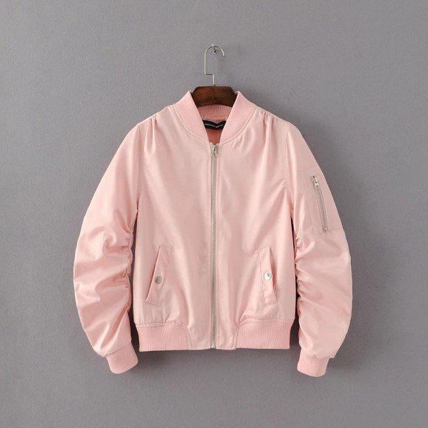 Women short coat ladies bomber jackets Solid 10color full lined loose overcoat 2018 hot sale female casual twill white pink blue