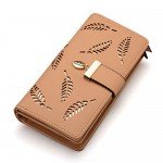 Women's Long Leaf Bifold Wallet Leather Card Holder Purse Clutch Wallet Women's Long Leaf Bifold Wallet Leather Card Holder Purse Clutch Wallet