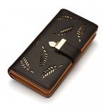 Women's Long Leaf Bifold Wallet Leather Card Holder Purse Clutch Wallet Women's Long Leaf Bifold Wallet Leather Card Holder Purse Clutch Wallet