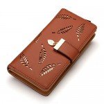 Women's Long Leaf Bifold Wallet Leather Card Holder Purse Clutch Wallet Women's Long Leaf Bifold Wallet Leather Card Holder Purse Clutch Wallet