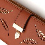 Women's Long Leaf Bifold Wallet Leather Card Holder Purse Clutch Wallet Women's Long Leaf Bifold Wallet Leather Card Holder Purse Clutch Wallet