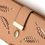 Women's Long Leaf Bifold Wallet Leather Card Holder Purse Clutch Wallet Women's Long Leaf Bifold Wallet Leather Card Holder Purse Clutch Wallet
