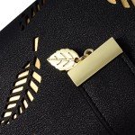 Women's Long Leaf Bifold Wallet Leather Card Holder Purse Zipper Buckle Elegant Clutch Wallet Handbag