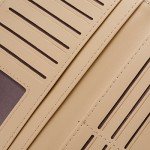 Women's Long Leaf Bifold Wallet Leather Card Holder Purse Zipper Buckle Elegant Clutch Wallet Handbag