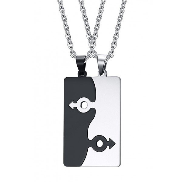 XUANPAI 2PCS Stainless Steel Lesbian Gay Lgbt Pride Female Male Symbol Puzzle Dog Tag Couple Necklace