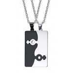 XUANPAI 2PCS Stainless Steel Lesbian Gay Lgbt Pride Female Male Symbol Puzzle Dog Tag Couple Necklace
