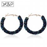 X&P Fashion Charm Austrian Crystal Drop Earrings for Women Girl Geometric Round Shiny Rhinestone Big Dangle Earring Jewelry Gift