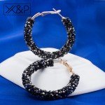X&P Fashion Charm Austrian Crystal Drop Earrings for Women Girl Geometric Round Shiny Rhinestone Big Dangle Earring Jewelry Gift