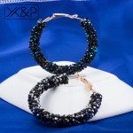 X&P Fashion Charm Austrian Crystal Drop Earrings for Women Girl Geometric Round Shiny Rhinestone Big Dangle Earring Jewelry Gift