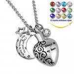 YOUFENG Urn Necklaces for Ashes Always in My Heart Love You to the Moon and Back 12 Birthstones Styles Necklace