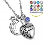 YOUFENG Urn Necklaces for Ashes Always in My Heart Love You to the Moon and Back 12 Birthstones Styles Necklace