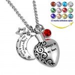 YOUFENG Urn Necklaces for Ashes Always in My Heart Love You to the Moon and Back 12 Birthstones Styles Necklace