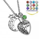 YOUFENG Urn Necklaces for Ashes Always in My Heart Love You to the Moon and Back 12 Birthstones Styles Necklace