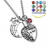 YOUFENG Urn Necklaces for Ashes Always in My Heart Love You to the Moon and Back 12 Birthstones Styles Necklace
