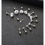 YOVORO 6 Pairs 18-20G Stainless Steel Stud Earrings for Men Women Cartilage Ear Piercings Helix Tragus Barbell 3-8mm