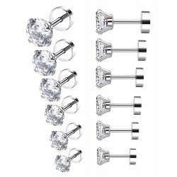 YOVORO 6 Pairs 18-20G Stainless Steel Stud Earrings for Men Women Cartilage Ear Piercings Helix Tragus Barbell 3-8mm YOVORO 6 Pairs 18-20G Stainless Steel Stud Earrings for Men Women Cartilage Ear Piercings Helix Tragus Barbell 3-8mm