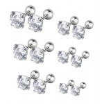 YOVORO 6 Pairs 18-20G Stainless Steel Stud Earrings for Men Women Cartilage Ear Piercings Helix Tragus Barbell 3-8mm