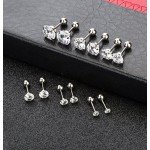 YOVORO 6 Pairs 18-20G Stainless Steel Stud Earrings for Men Women Cartilage Ear Piercings Helix Tragus Barbell 3-8mm