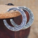 Yumfeel New Vintage Jewelry Earrings Antique Golden Vintage Tibetan Silver Hoop Earrings for Women Gifts Vintage Hoops