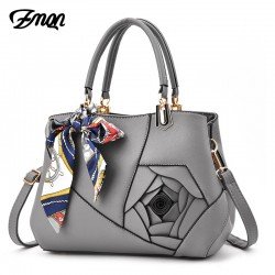 ZMQN Bags Handbags Women Famous Brands Scarves Shoulder Bag For 2018 Luxury Handbags Women Bags Designer PU Leather Flowers A902