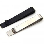 ZUNON Mens Groom Father Wedding Silver Plated Black Tie Clips Pack of 2