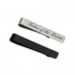 ZUNON Mens Groom Father Wedding Silver Plated Black Tie Clips Pack of 2