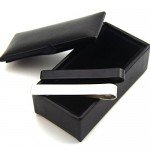 ZUNON Mens Groom Father Wedding Silver Plated Black Tie Clips Pack of 2