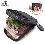 Zipper Credit Card Wallet Leather, MaxGear Genuine Leather Wallets RFID Credit Card Holder Small Wallet