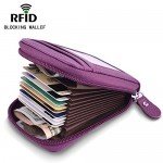 Zipper Credit Card Wallet Leather, MaxGear Genuine Leather Wallets RFID Credit Card Holder Small Wallet