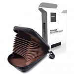 Zipper Credit Card Wallet Leather, MaxGear Genuine Leather Wallets RFID Credit Card Holder Small Wallet