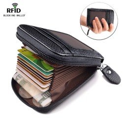 Zipper Credit Card Wallet Leather, MaxGear Genuine Leather Wallets RFID Credit Card Holder Small Wallet