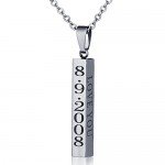 diamondidde Personalized Custom Message Names Pendant Necklace Unisex Stainless Steel Vertical Cuboid Bar Necklace
