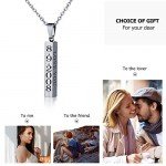 diamondidde Personalized Custom Message Names Pendant Necklace Unisex Stainless Steel Vertical Cuboid Bar Necklace